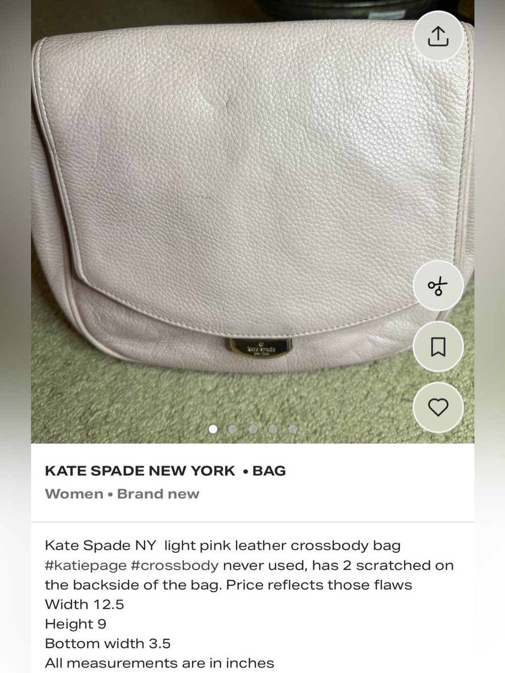 kate spade Pale Pink Pebbled Leather Crossbody